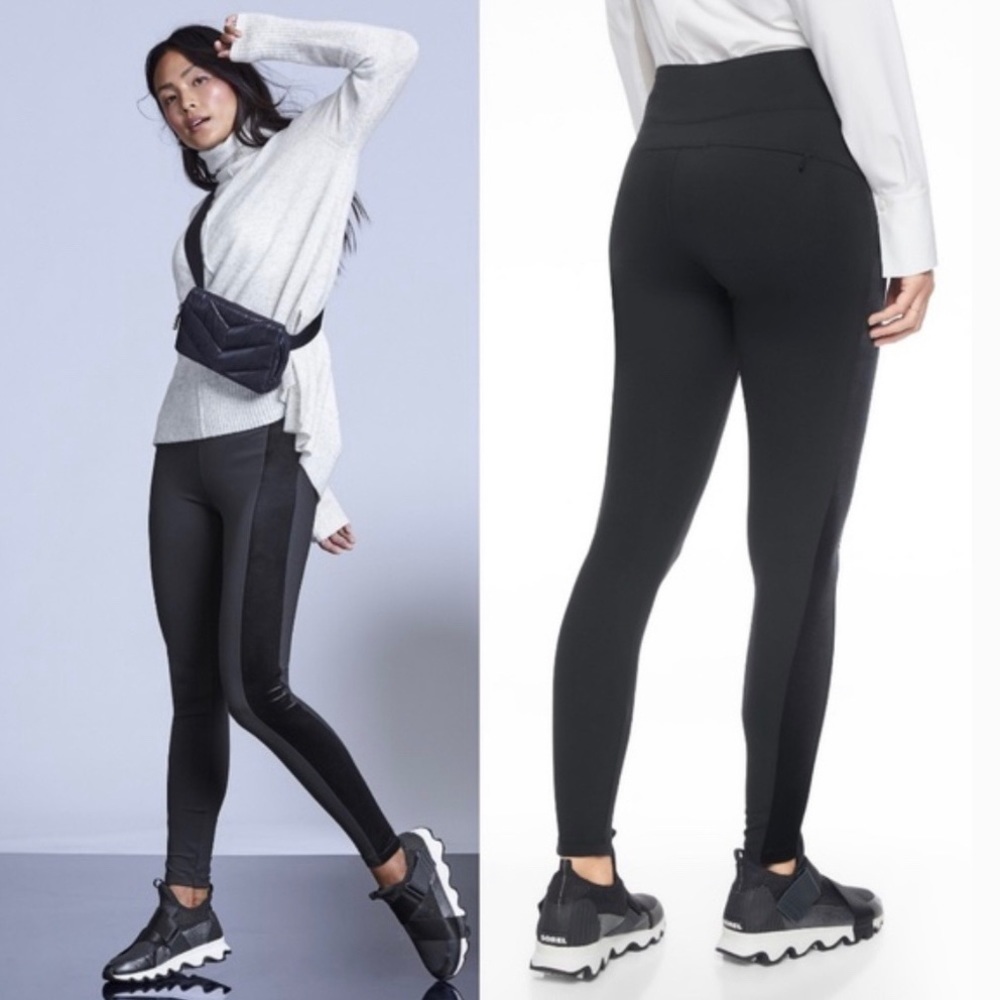 Athleta Women’s Metro Velvet Tux Tights Leggings XXS Black
